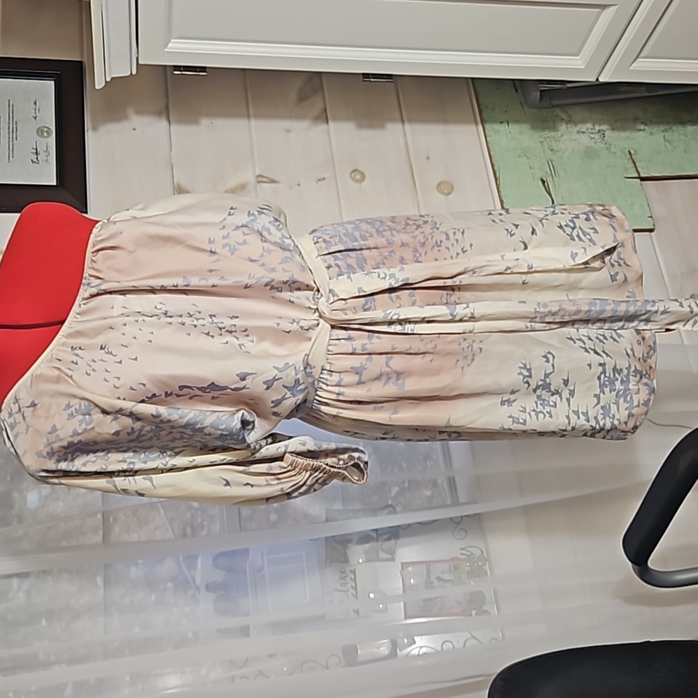 Rebecca Taylor light cream pink one shoulder dress